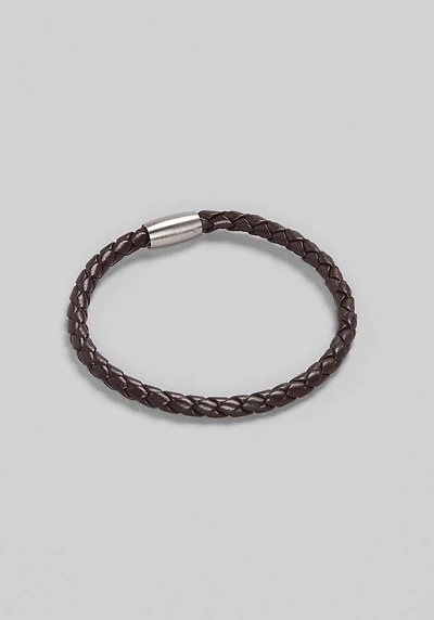 Men's Jos. A. Bank Woven Leather Bracelet with Magnetic Closure at Jos. A. Bank, Brown, 