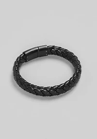 Men's Jos. A. Bank Adjustable Braided Leather Bracelet with Magnetic Closure at Jos. A. Bank, Black, 