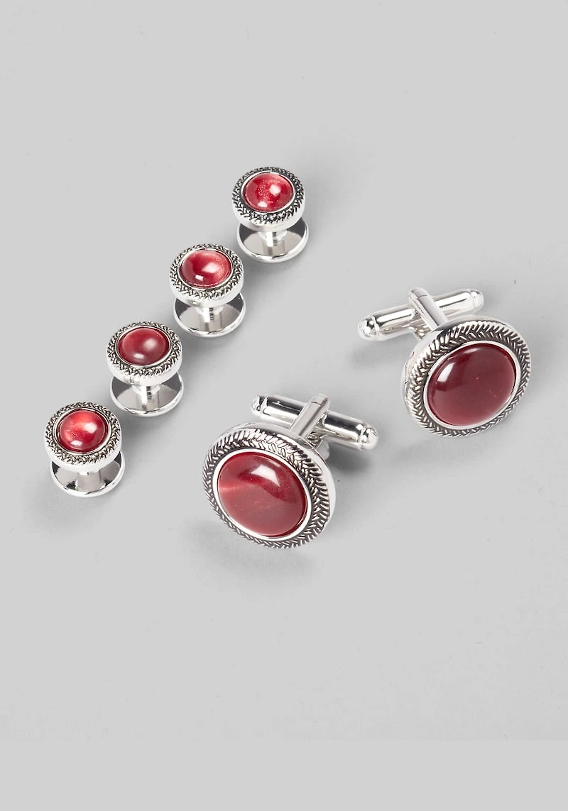 Men's Jos. A. Bank Antique Braided Cufflink & Stud Set at Jos. A. Bank, Burgundy, 