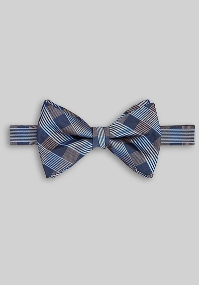 Men's Jos. A. Bank Plaid Teardrop Pre-Tied Bow Tie at Jos. A. Bank, Navy/Blue,