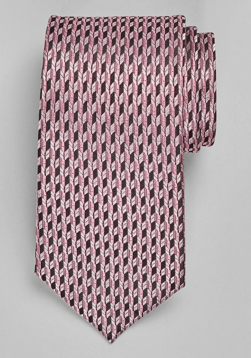 Men's TravelerÂ® Collection Chevron Neat Tie at Jos. A. Bank, Black/Pink, 