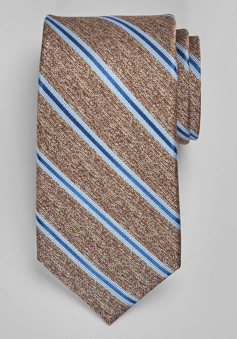 Men's TravelerÂ® Collection Heathered Stripe Tie at Jos. A. Bank, Brown/Blue, 