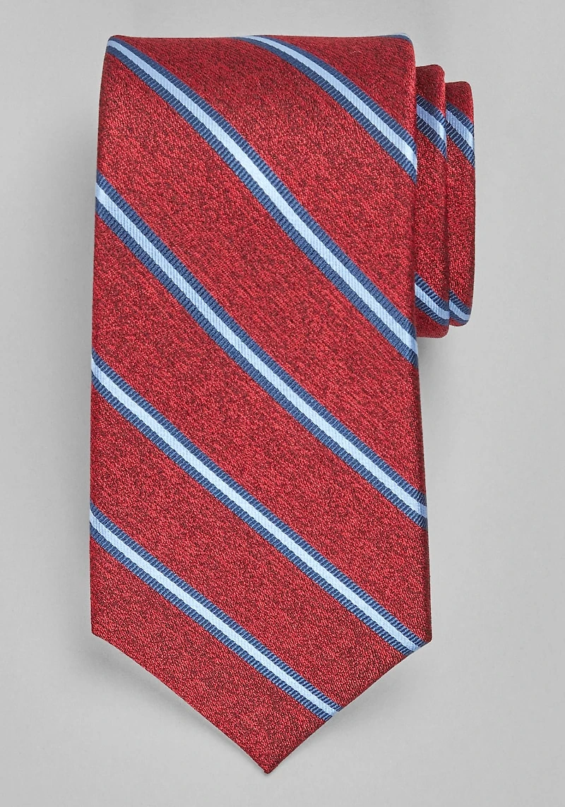 Men's TravelerÂ® Collection Heathered Stripe Tie at Jos. A. Bank, Burgundy/Blue, 