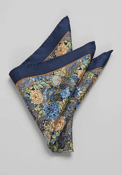 Men's Jos. A. Bank Crowded Floral Pocket Square at Jos. A. Bank, Navy/Gold, 