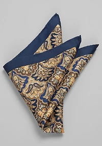 Men's Jos. A. Bank Floral Paisley Pocket Square at Jos. A. Bank, Navy/Gold, 