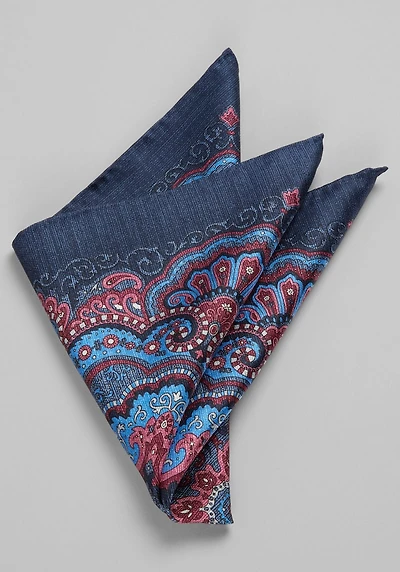 Men's Jos. A. Bank Intricate Tile Pocket Square at Jos. A. Bank, Navy/Burgundy/Pink,