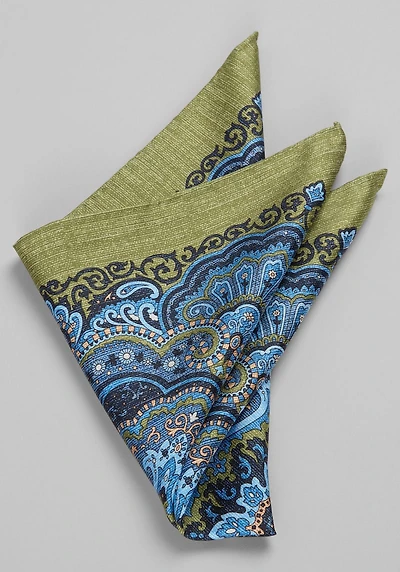 Men's Jos. A. Bank Intricate Tile Pocket Square at Jos. A. Bank, Blue/Green/Olive, 