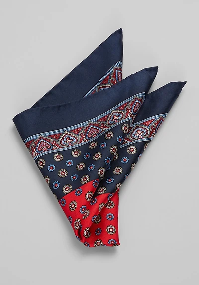 Men's Jos. A. Bank Mixed Medallion Pocket Square at Jos. A. Bank, Navy/Red, 