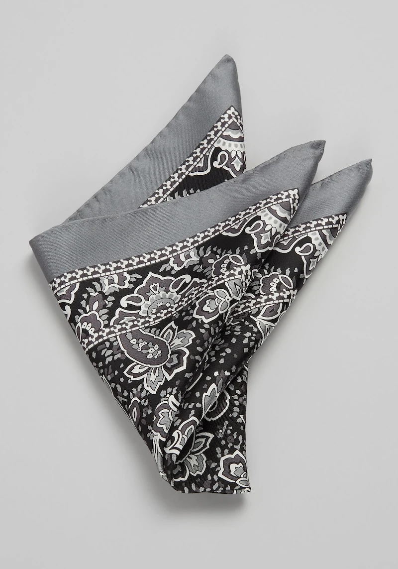 Men's Jos. A. Bank Abstract Paisley Pocket Square at Jos. A. Bank, Black/Grey,