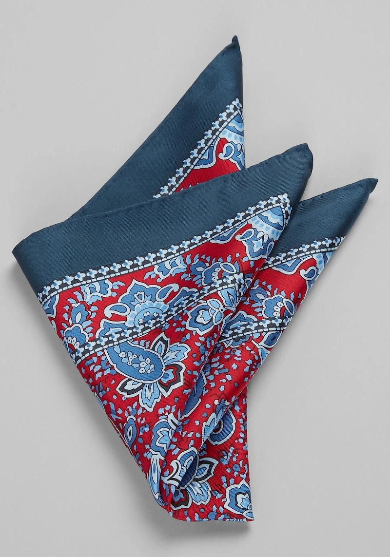 Men's Jos. A. Bank Abstract Paisley Pocket Square at Jos. A. Bank, Red/Navy,