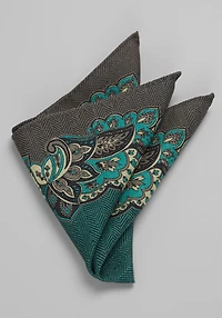 Men's Jos. A. Bank Paisley & Herringbone Reversible Wool Pocket Square at Jos. A. Bank, Green, 