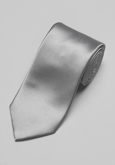 Men's Reserve Collection Satin Weave Solid Tie at Jos. A. Bank, Grey/Silver,