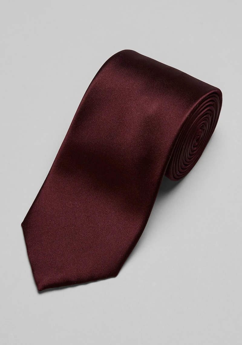 Men's Reserve Collection Satin Weave Solid Tie at Jos. A. Bank, Burgundy,