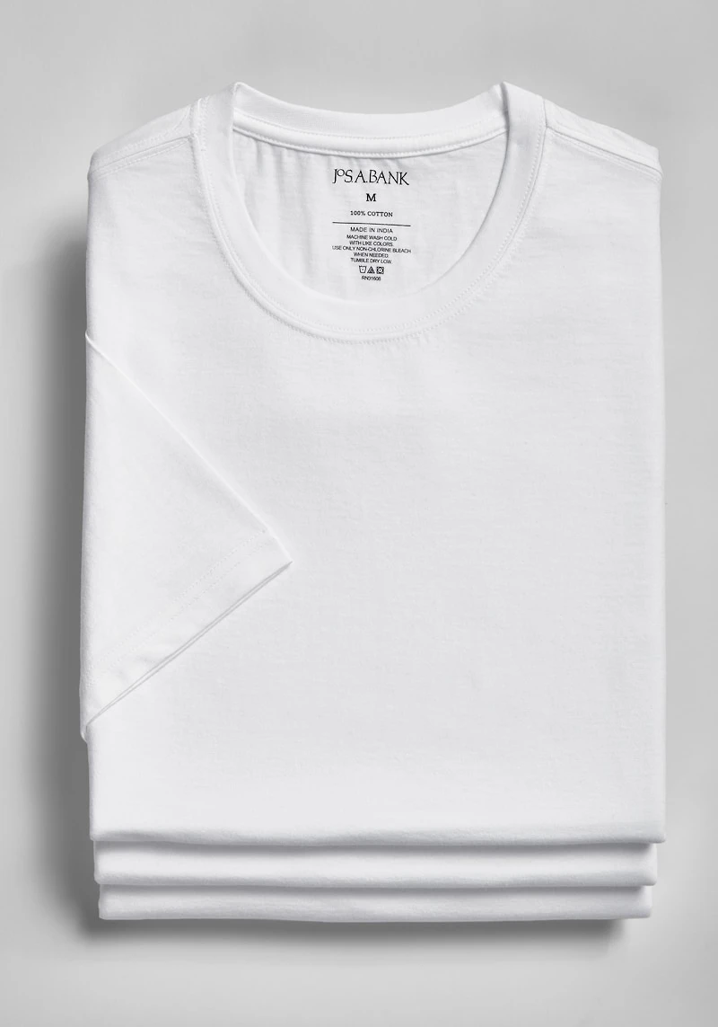 Men's Jos. A. Bank Crew Neck Tees, 3-Pack at Jos. A. Bank, Cream/White