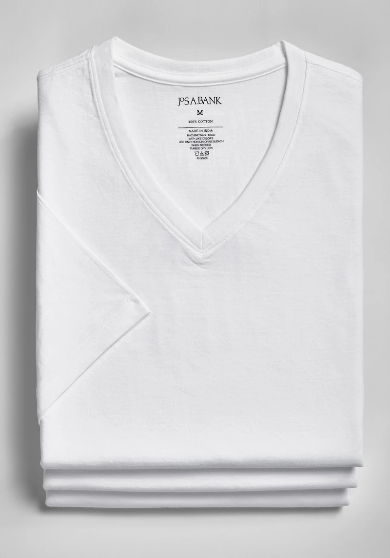 Men's Jos. A. Bank V-Neck Tees, 3-Pack at Jos. A. Bank, Cream/White