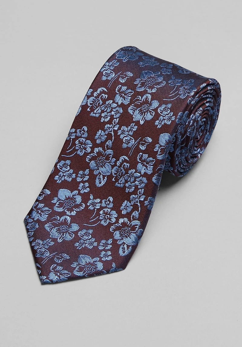 Men's Traveler Collection Floating Fiori Floral Tie - Long at Jos. A. Bank, Burgundy/Wine,