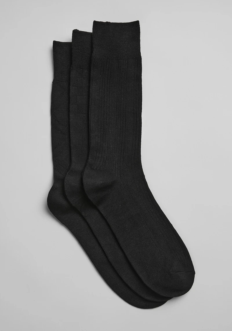 Men's Jos. A. Bank Bamboo Textured Socks, 3-Pack at Jos. A. Bank, Black,