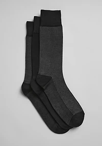 Men's Jos. A. Bank Bamboo Herringbone and Houndstooth Socks, 3-Pack at Jos. A. Bank, Black,