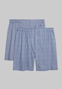 Men's Jos. A. Bank Plaid & Mini Check Woven Boxers, 2-Pack at Jos. A. Bank, Blue
