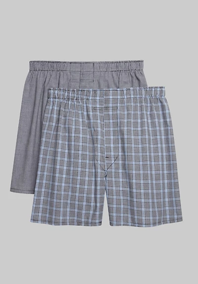 Men's Jos. A. Bank Plaid Woven Boxers, 2-Pack at Jos. A. Bank, Black