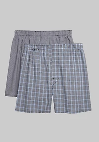 Men's Jos. A. Bank Plaid Woven Boxers, 2-Pack at Jos. A. Bank, Black