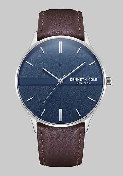 Men's Kenneth Cole New York Stainless Steel With Leather Strap Watch at Jos. A. Bank, Tan,