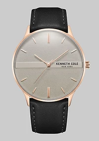 Men's Kenneth Cole New York Rose Gold Tone With Leather Strap Watch at Jos. A. Bank, Black,