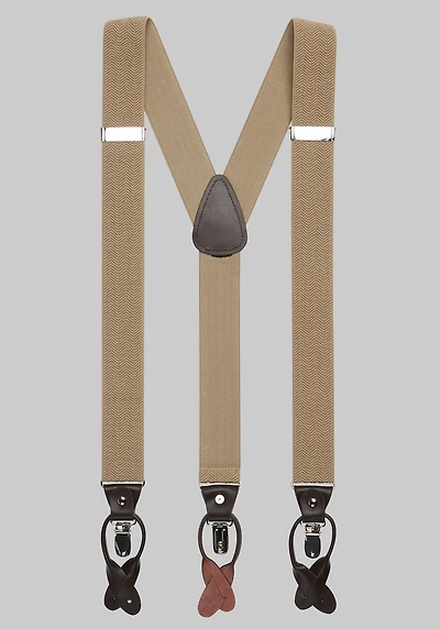 Men's Jos. A. Bank Textured Chevron Convertible Suspenders at Jos. A. Bank, Light Tan,