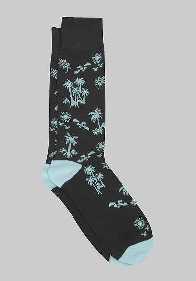 Men's Made to Matter Palm Tree Socks at Jos. A. Bank, Black,