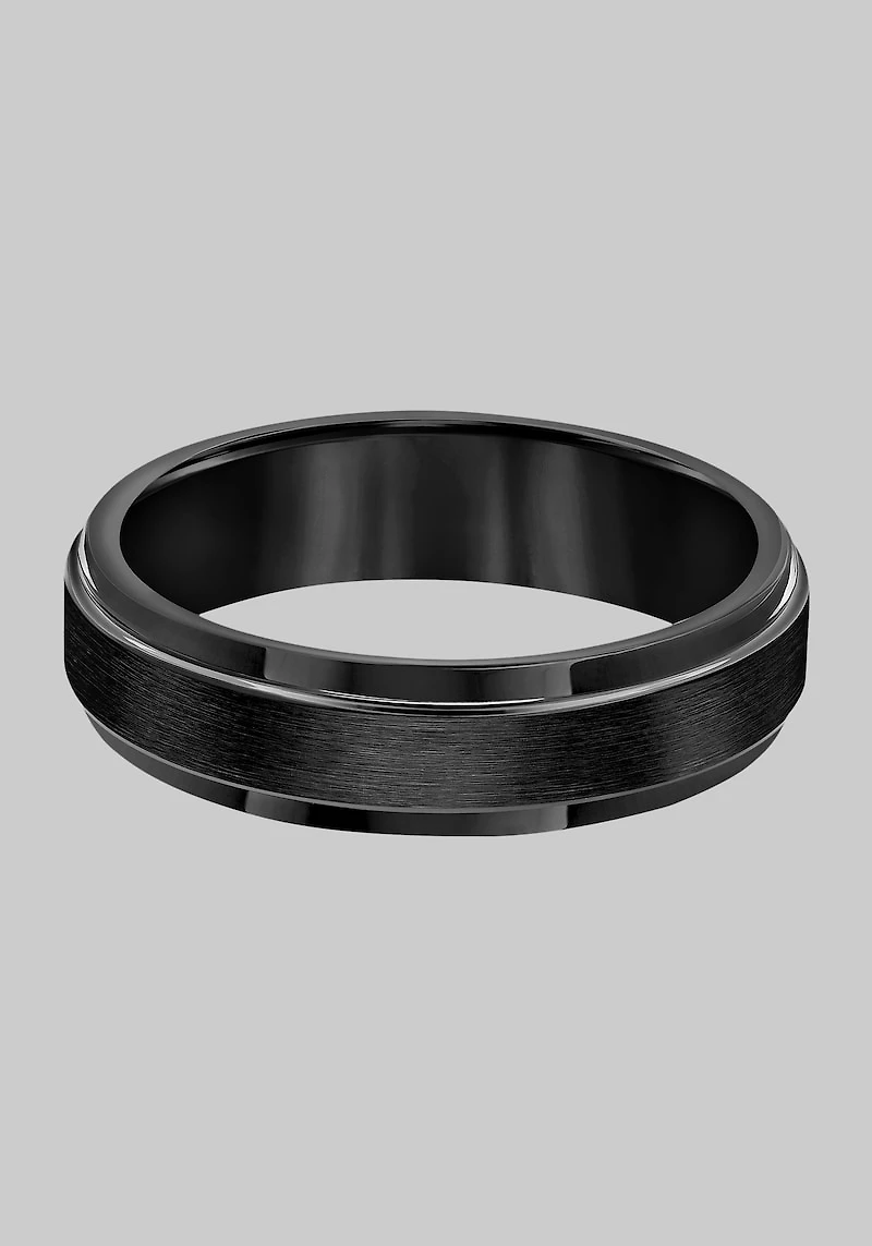 Men's GTX 6mm Step Edge Satin Finish Center Tungsten Carbide Band at Jos. A. Bank, Black