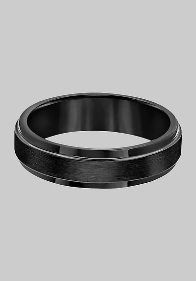 Men's GTX 6mm Step Edge Satin Finish Center Tungsten Carbide Band at Jos. A. Bank, Black