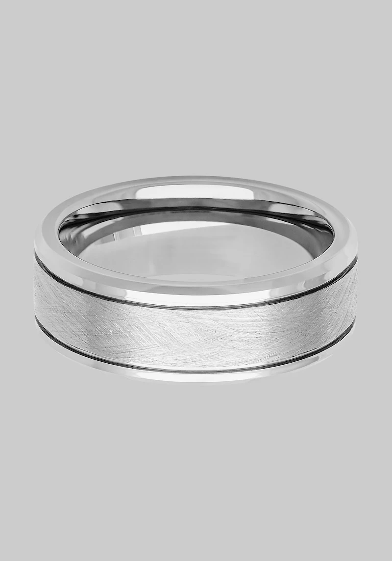 Men's GTX 8mm Brushed Center Tungsten Carbide Band at Jos. A. Bank, Metal Silver/Metals