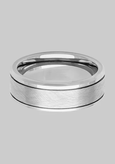 Men's GTX 8mm Brushed Center Tungsten Carbide Band at Jos. A. Bank, Metal Silver/Metals