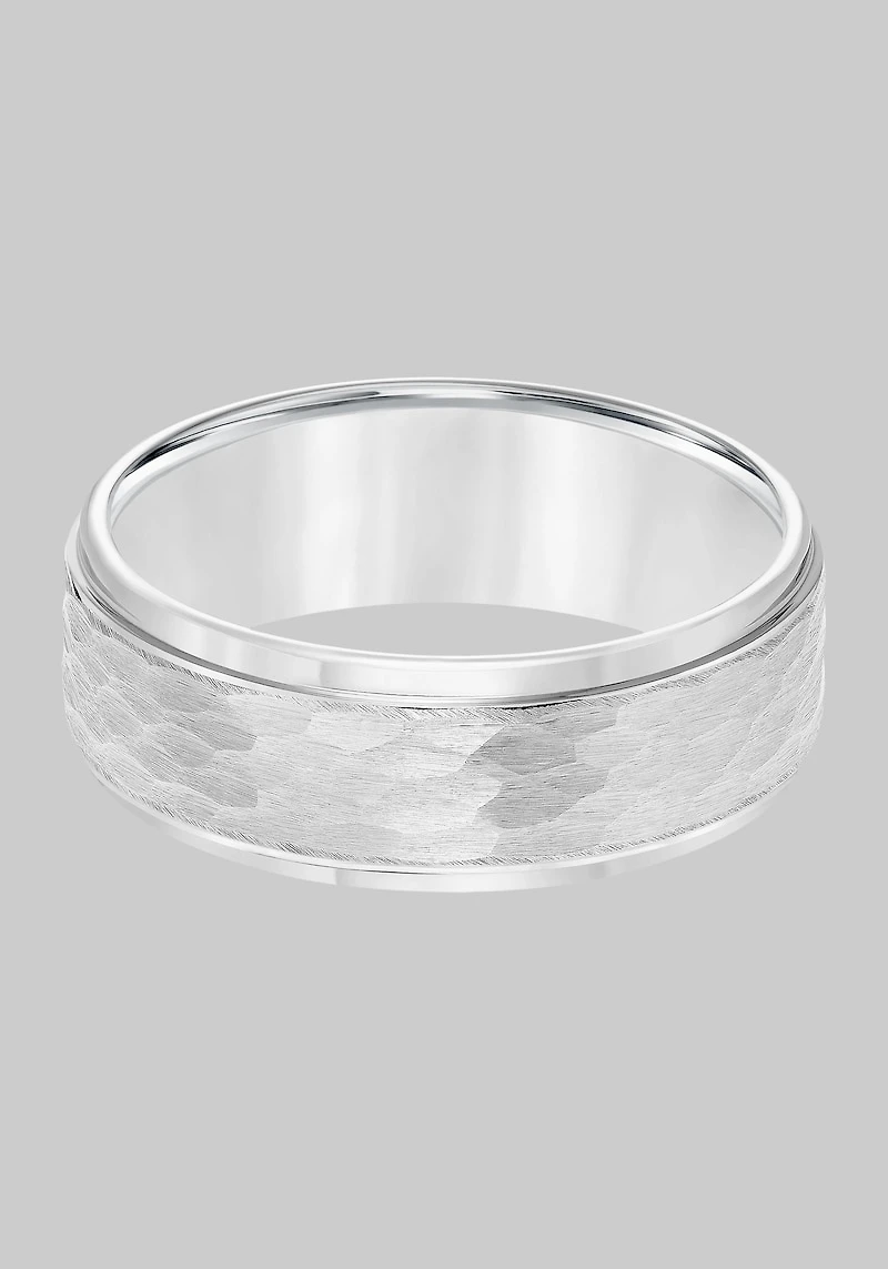 Men's GTX 8mm Hammered Center Tungsten Carbide Band at Jos. A. Bank, Metal Silver/Metals