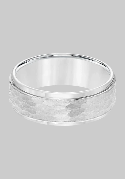 Men's GTX 8mm Hammered Center Tungsten Carbide Band at Jos. A. Bank, Metal Silver/Metals