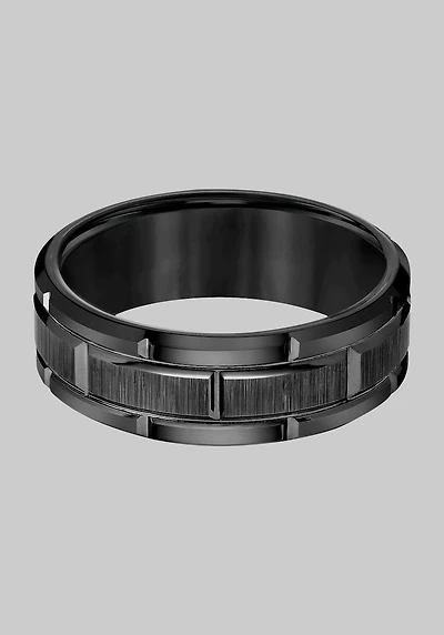 Men's GTX 8mm Flat Edge Brick Pattern Tungsten Carbide Band at Jos. A. Bank, Black