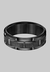 Men's GTX 8mm Flat Edge Brick Pattern Tungsten Carbide Band at Jos. A. Bank, Black
