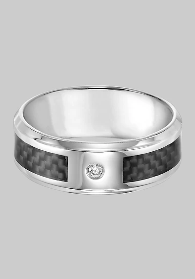 Men's GTX 8mm Diamond Accent Stainless Steel and Carbon Band at Jos. A. Bank, Metal Silver/Metals