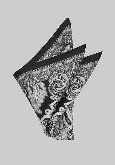 Men's Jos. A. Bank Paisley Pocket Square at Jos. A. Bank, Black,