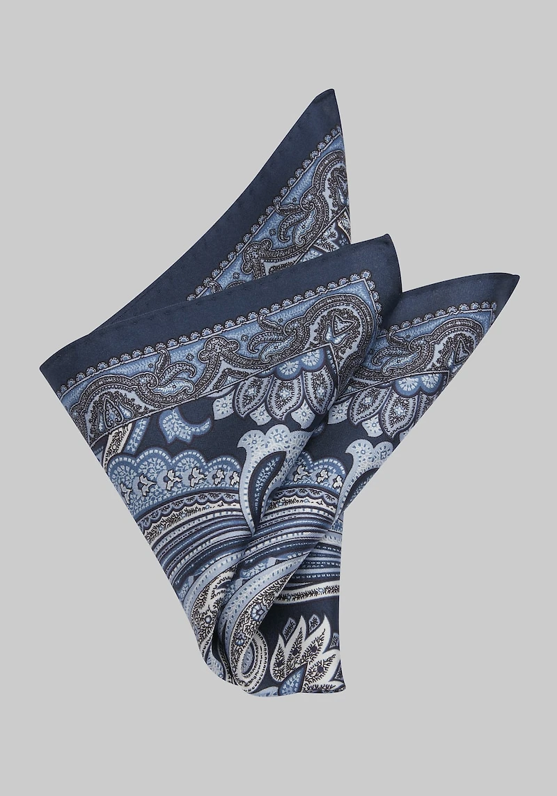 Men's Jos. A. Bank Paisley Pocket Square at Jos. A. Bank, Blue/Navy,