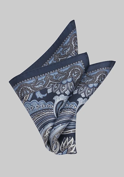 Men's Jos. A. Bank Paisley Pocket Square at Jos. A. Bank, Blue/Navy,