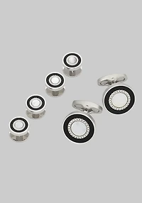 Men's Jos. A. Bank Mother Of Pearl and Onyx Cufflink & Stud Set at Jos. A. Bank, Metal Silver/Metals,
