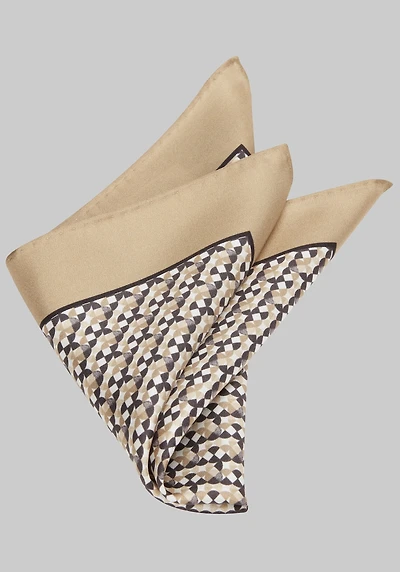 Men's Jos. A. Bank Satin Micro Solid Border Pocket Square at Jos. A. Bank, Taupe,