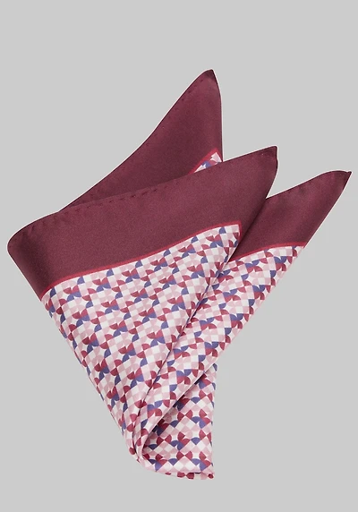 Men's Jos. A. Bank Satin Micro Solid Border Pocket Square at Jos. A. Bank, Burgundy,