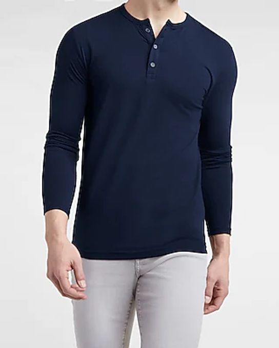 Slim Supersoft Long Sleeve Henley T-Shirt Men's