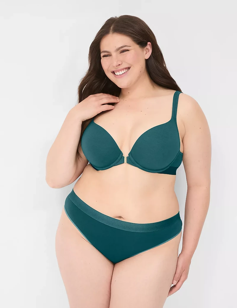 Cotton Thong Panty with Wide Waistband