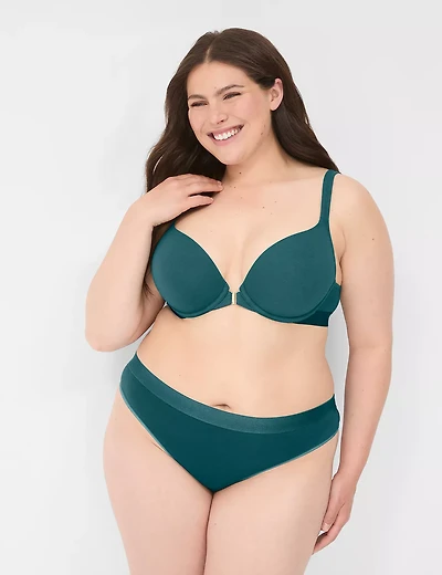 Cotton Thong Panty with Wide Waistband