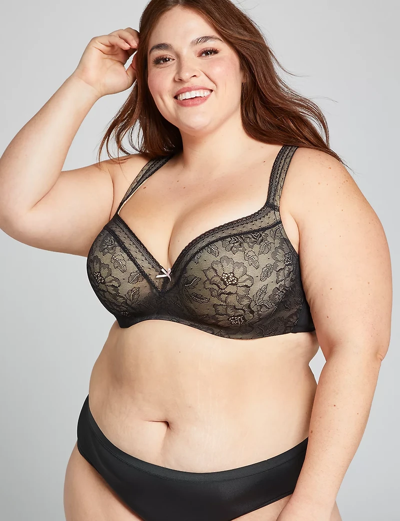 Lightly Lined Balconette Bra with Lace