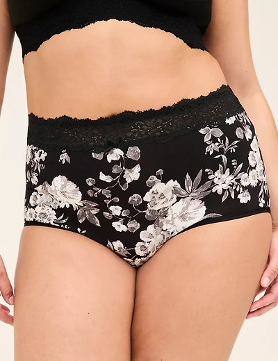 Cotton Full Brief Panty with Lace Waist