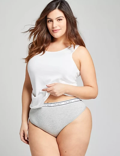 Cotton Thong Panty With Wide Waistband